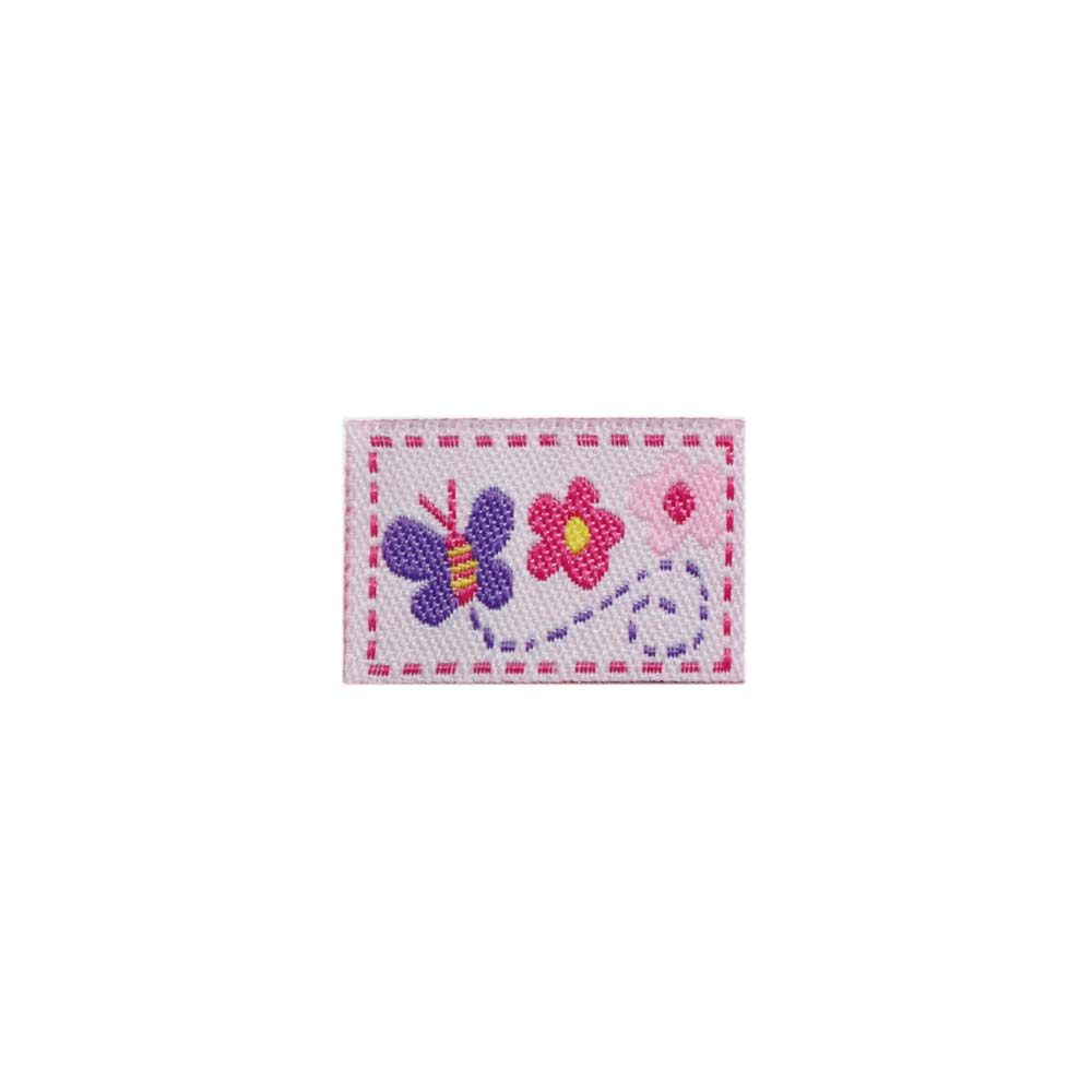 Нашивка детская (уп. 50 шт) К68632А (20х30 мм) бабочка с цветами молочно-розовый