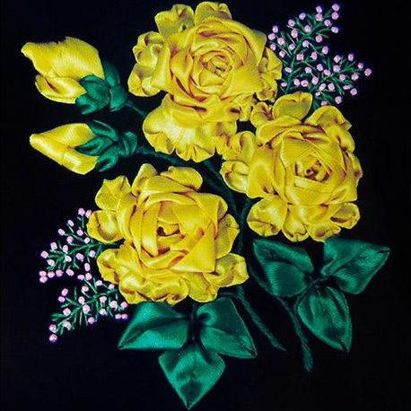 Набор для рукоделия  &quot;Желтые розы&quot; арт. Л-3 12х14 (вышивка ленточками)