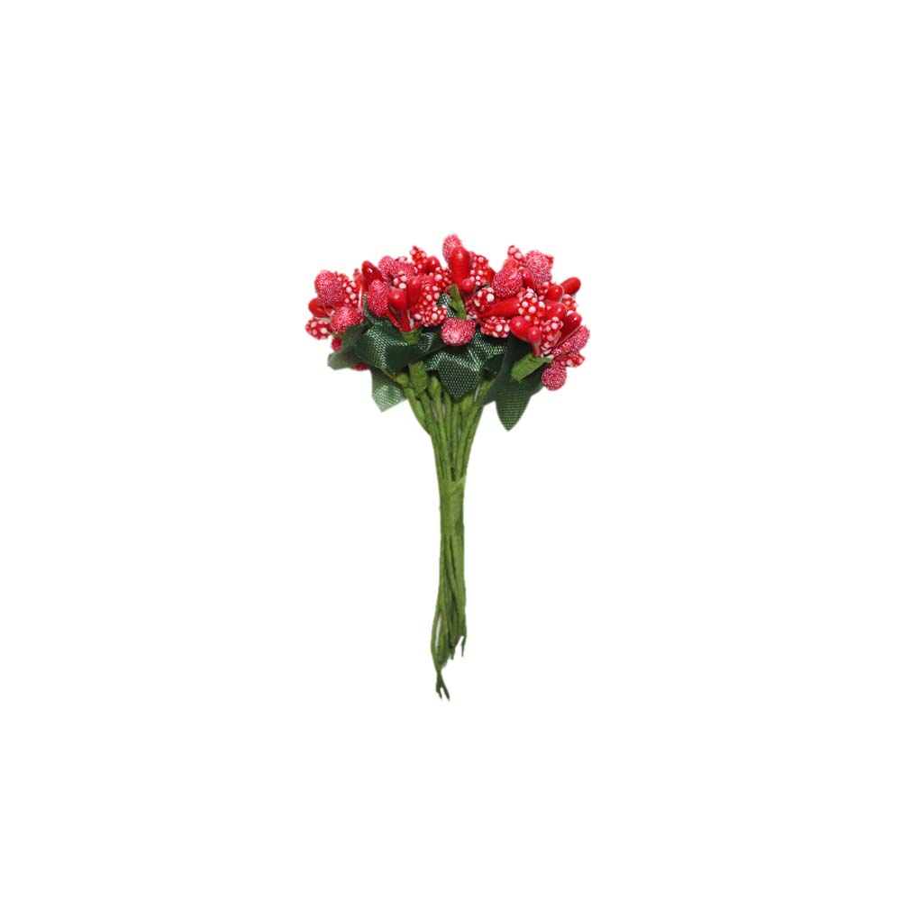 Букетик декоративный ягодки-грозди (уп. 144 ягодок) 9,5 см красный