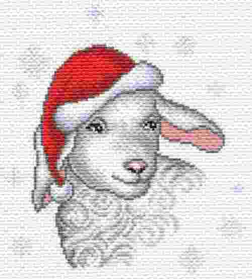 Рисунок на канве   арт. 1609 28 х 34 &quot;Снежная овечка&quot; - РАСПРОДАЖА