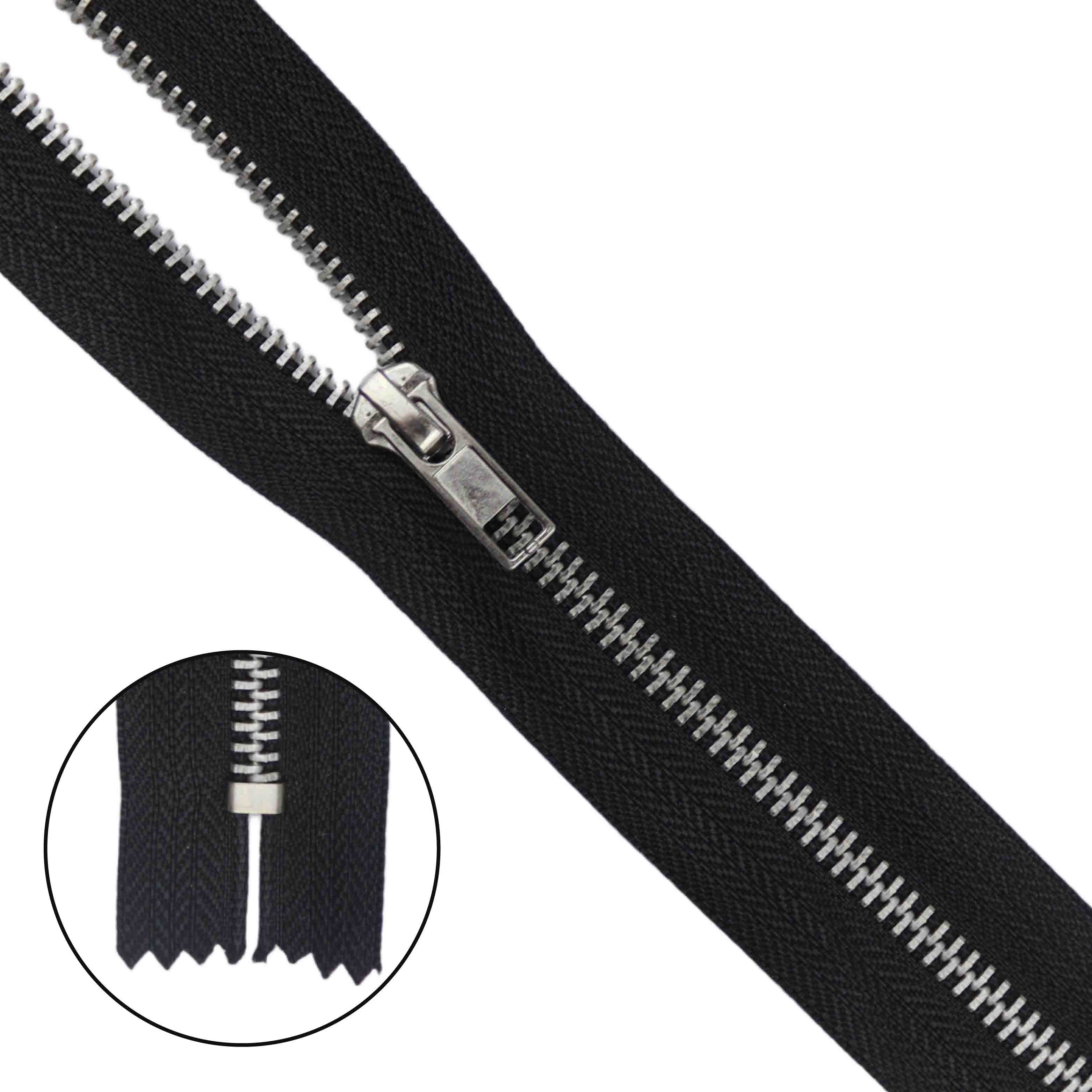 Молния джинсовая никель тип 5 20 см н/р замок автомат № 365 ДС черный