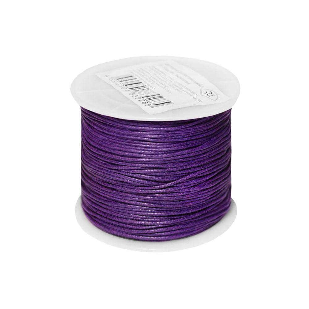 Шнур вощеный (для бижутерии) шамбала (уп. 100 ярд.) шир. 1 мм (193) фиолетовый