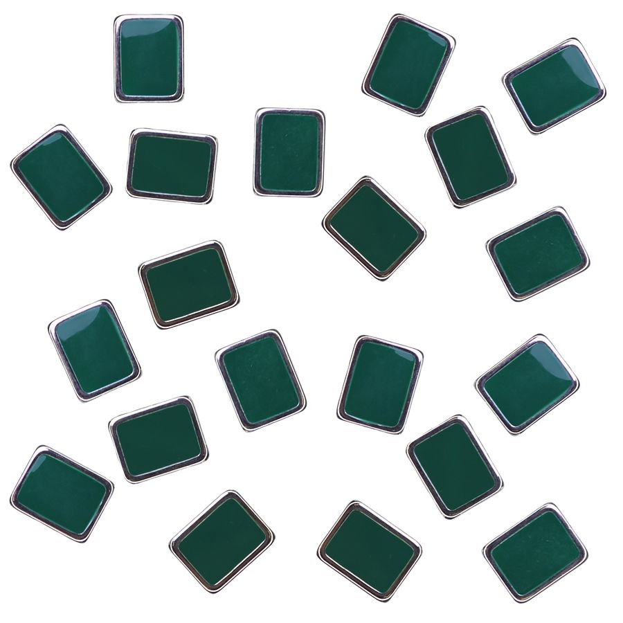 Украшение пластмасс.(уп.20 шт ) 12х10 мм в оправе (глазурь) зеленый