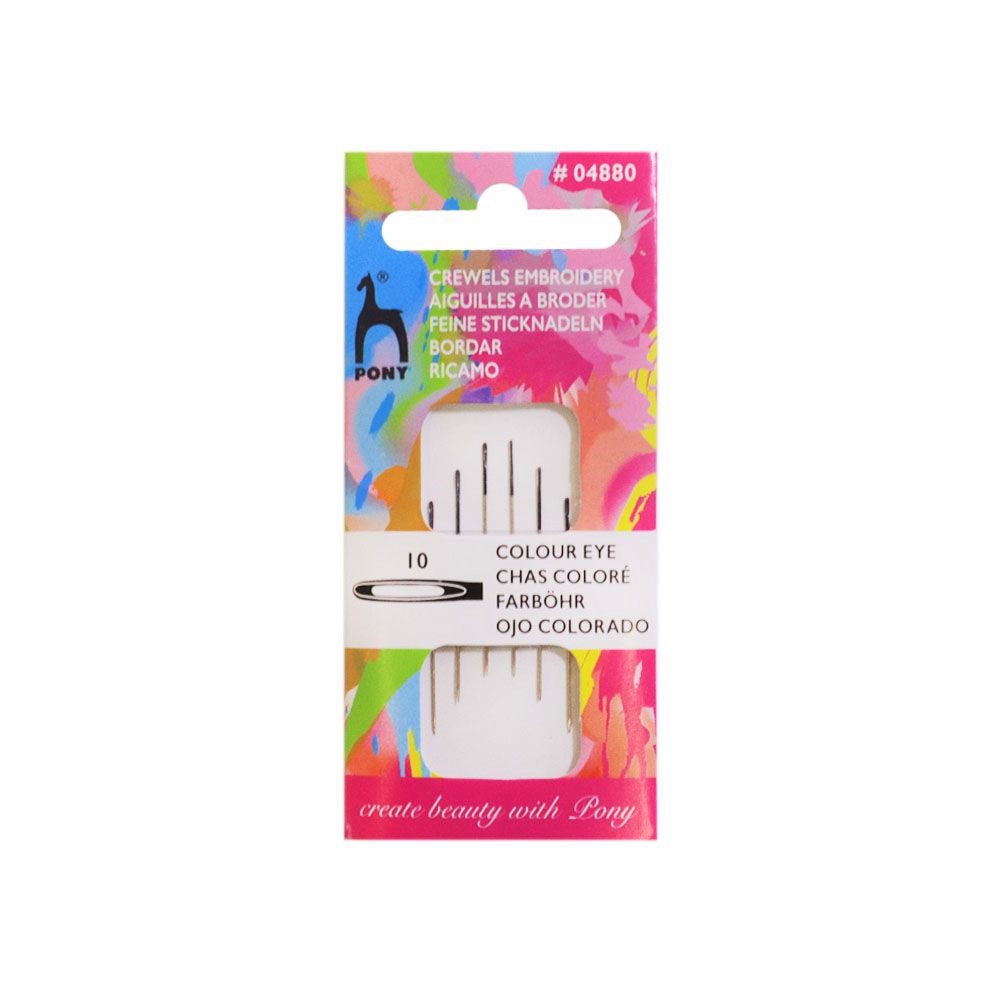 04880 Иглы для вышивания и бисера PONY чёрное ушко (6 игл, длина: 32 мм ...