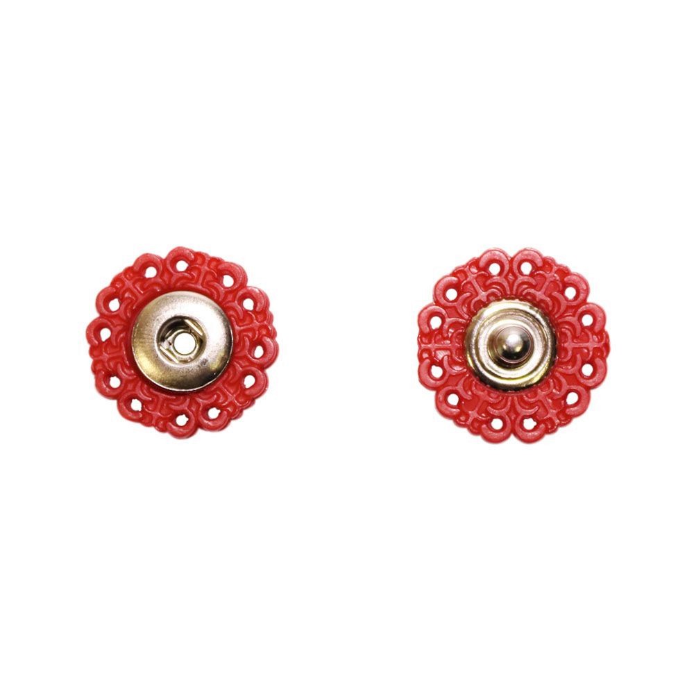 Кнопка потайная пластик/никель (уп.20 шт) диам. 18 мм (162) красный