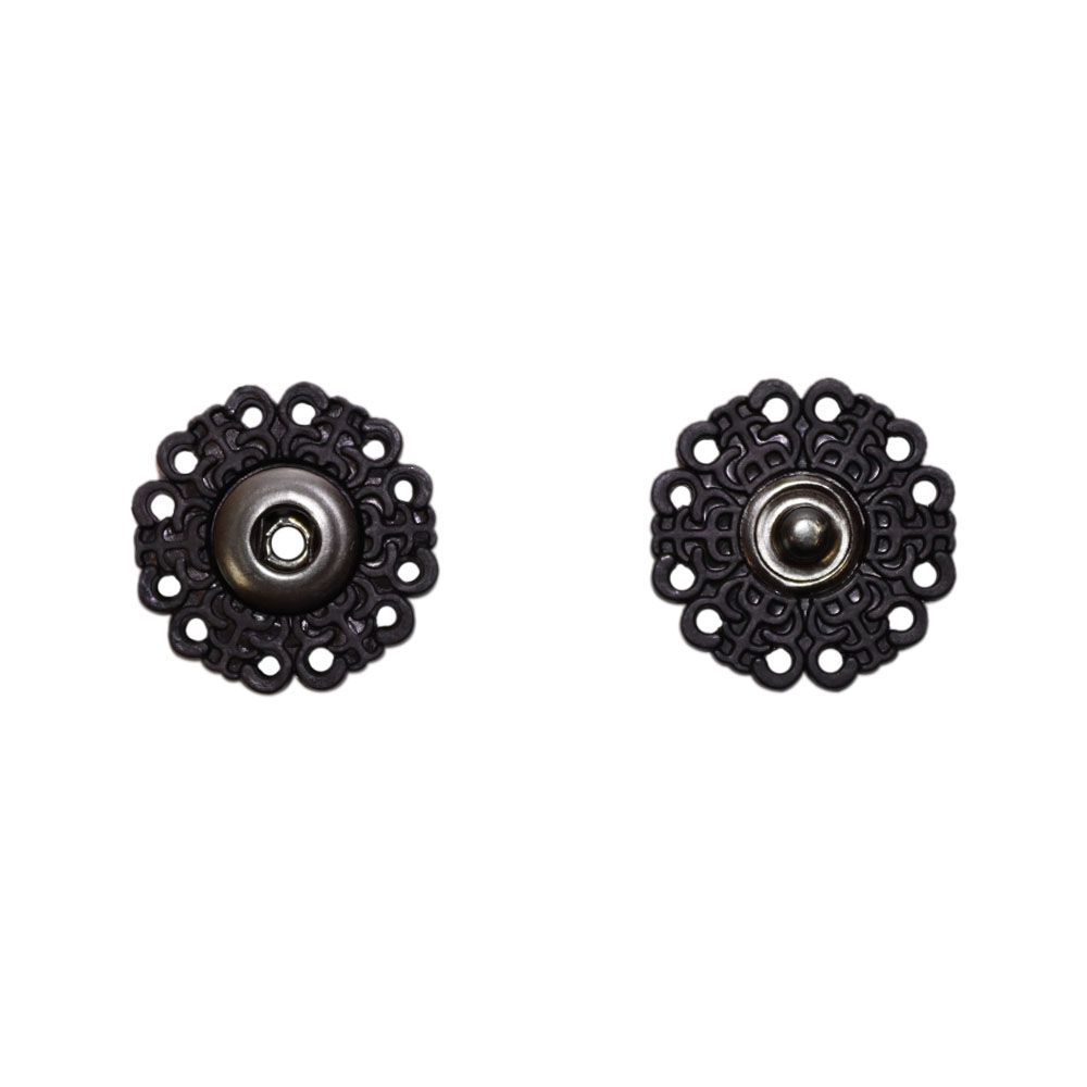 Кнопка потайная пластик/никель (уп.20 шт) диам. 25 мм черный