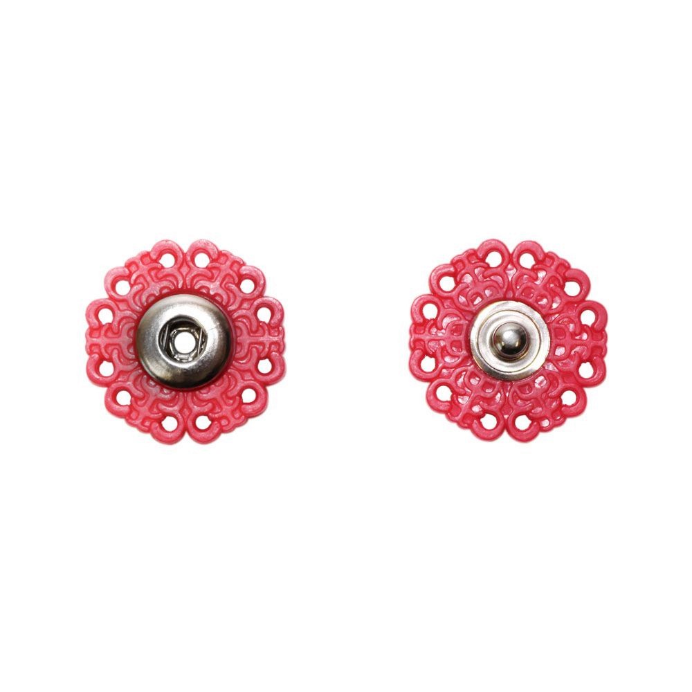 Кнопка потайная пластик/никель (уп.20 шт) диам. 25 мм (145) малиновый