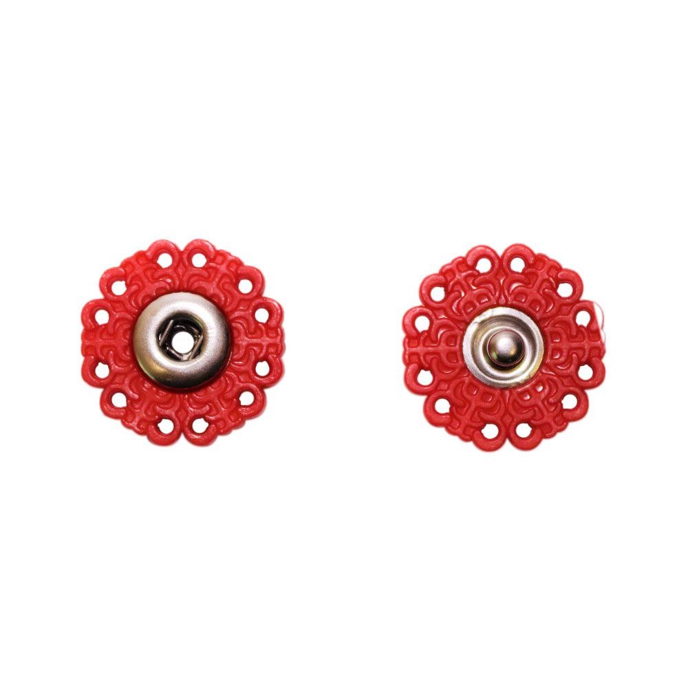 Кнопка потайная пластик/никель (уп.20 шт) диам. 25 мм (162) красный